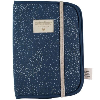 Protège carnet de santé Poema coton bio Gold bubble Night blue