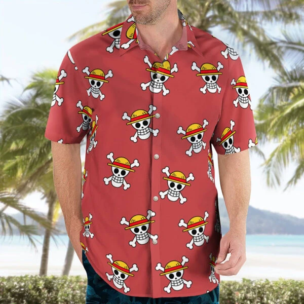 Straw Hat Pirate Logo Red Hawaiian Shirt for Sale | Tropi Hawaiian Shirts Store
