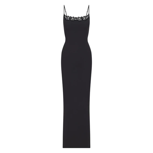 FITS EVERYBODY LACE LONG SLIP DRESS | ONYX