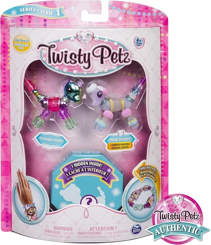 Twisty Petz - 3-Pack - Sunshiny Pony, Posie Poodle and Surprise Collectible Bracelet Set for Kids