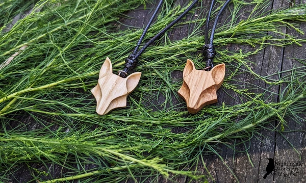 Wooden Wolf Pendant and Necklace, Eco Friendly Accessory, Wolf Head Jewelry, Spirit Animal, Wolf Pendant, Hunter Gift, for Her Him Under 20