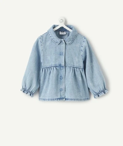 Blouse bébé fille denim bleu boutonnée