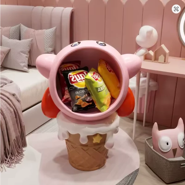 Statue de rangement Big Mouth Kirbyed Anime, conception de crème glacée Kawaii, ornements de bureau de dessin animé, boîte de rangement pour porche prédire, cadeaux de décoration intérieure