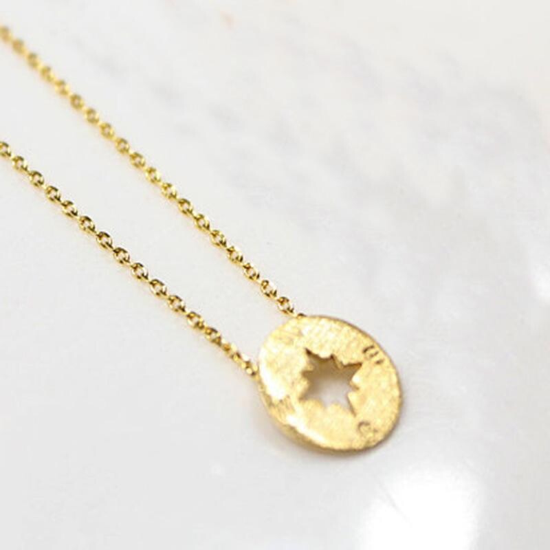 Collier Boussole Mode Petit Cercle Rétro Pendentif