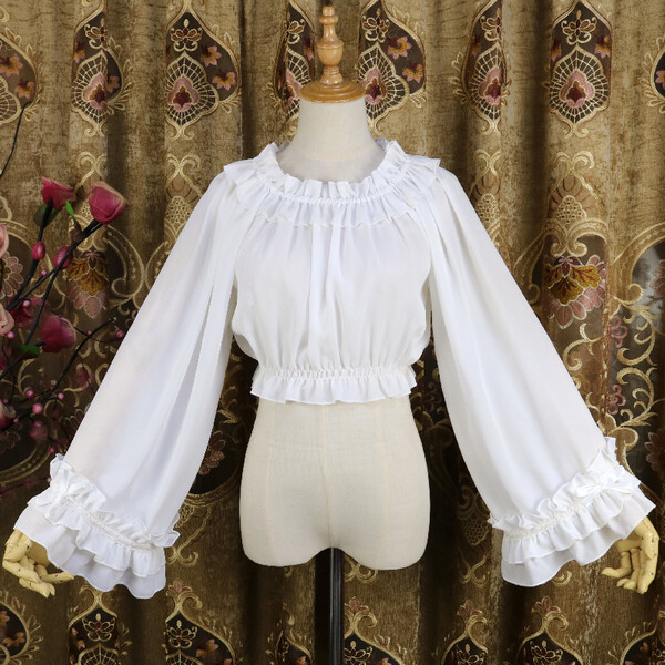  Brand Original Spring Summer New Inlolita Chiffon Loose Shirt Jsk Hime Sleeve Inner Ride Girly Girl Long Sleeve Upper Clothes Shirt