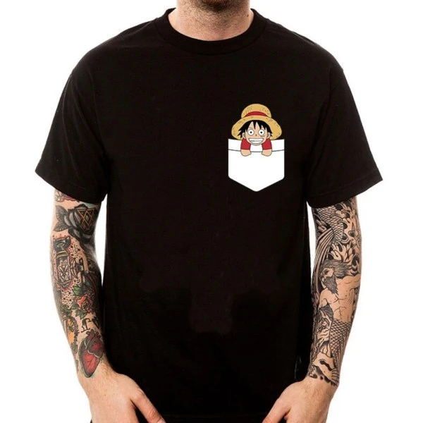 One Piece Luffy Funny T-Shirt: Luffy in Pocket Anime Unisex Regular for Men & Women - One Piece Universe - The Best Store for One Piece Merchandise