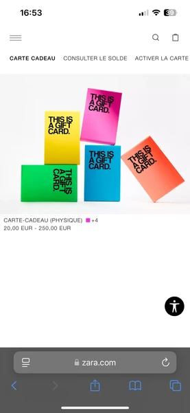 Carte cadeau Zara  