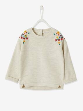 Sweat bébé fille brodé fleurs