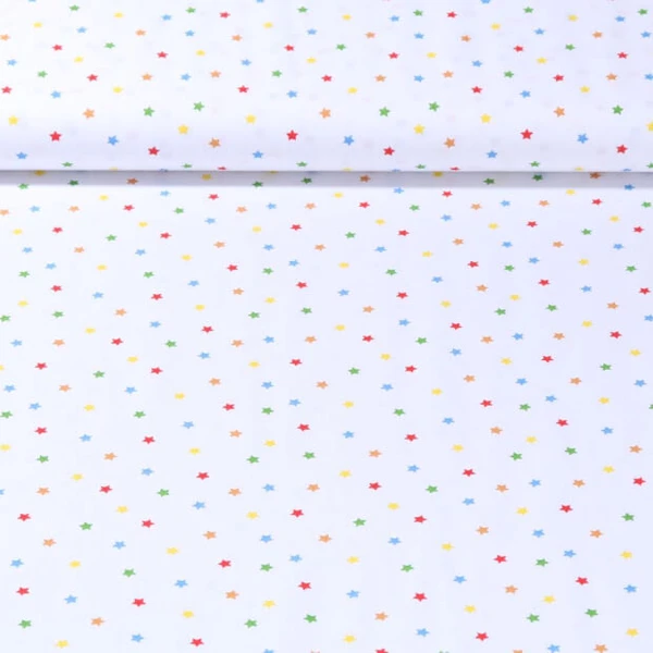 Popeline de coton - Etoiles colorées Blanc