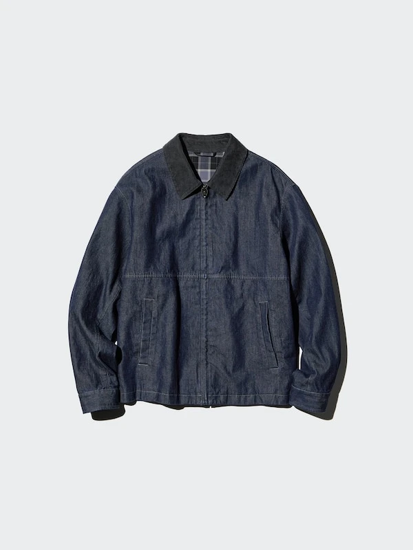 Blouson court zippé (Denim) pour Homme | UNIQLO FR