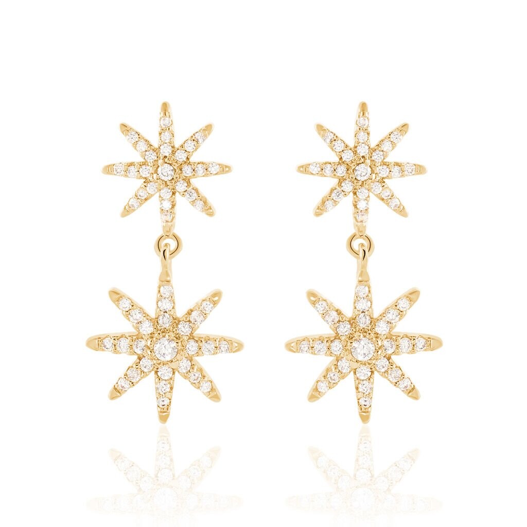 Boucles D'oreilles Pendantes Marcellina Plaque Or Oxyde De Zirconium