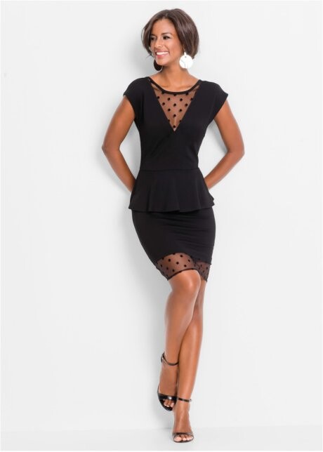 Robe à empiècement résille noir