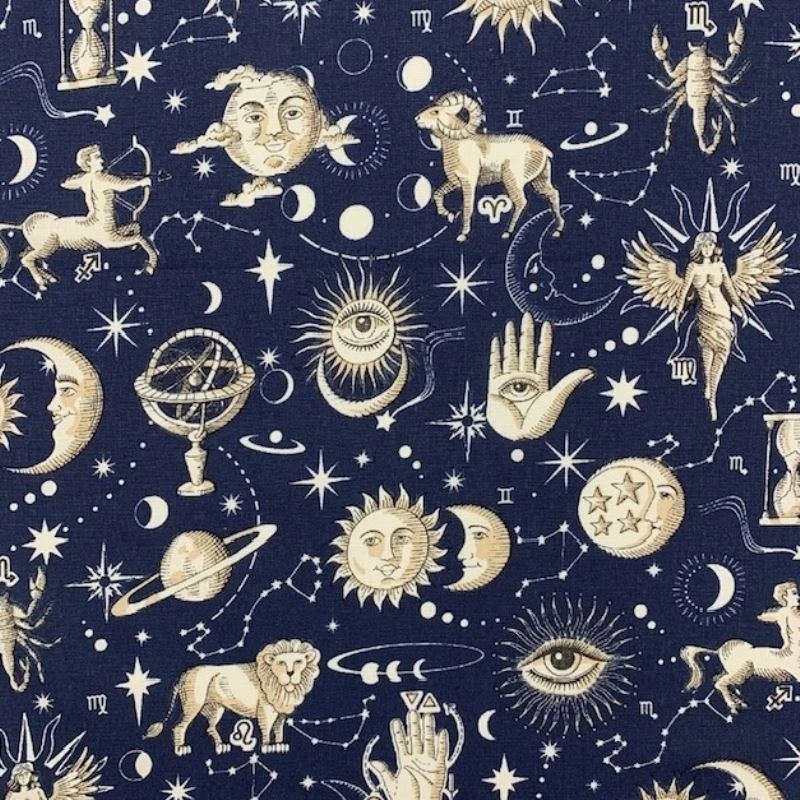Tissu Cretonne Cosmic Navy - Tissus des Ursules