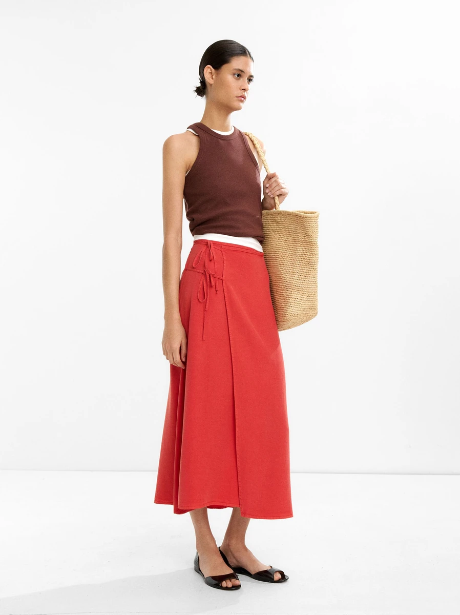 Jupe midi croisé 100% lyocell | Parfois France