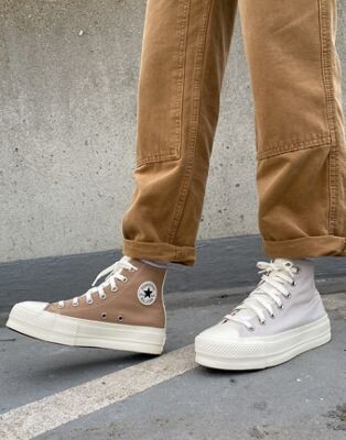 Converse Chuck Taylor Lift platform trainers in neutral tri-panel