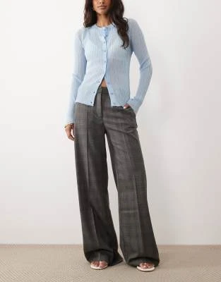 Mango - Pantalon évasé ajusté à carreaux - Anthracite