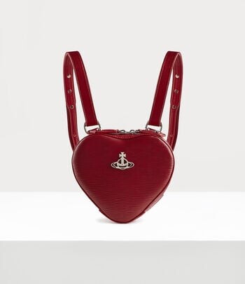 Vivienne Westwood Backpacks | Women's Bags | Vivienne Westwood - Vegan Leather Polly Heart Mini Backpack Red