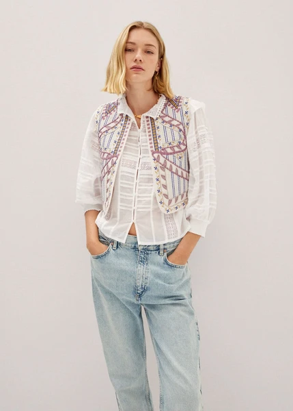 Gilet matelassé brodé - Femme | Mango France