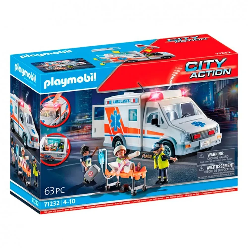       Ambulance avec secouristes et blessé - 70936 | PLAYMOBIL®    