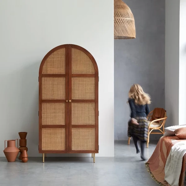 Armoire En Orme Et Cannage Lisbeth - Marron Foncé