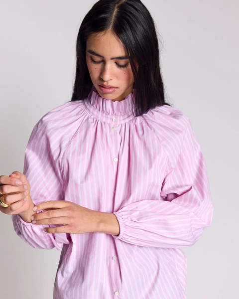 Chemise Camille rayures rose et écru