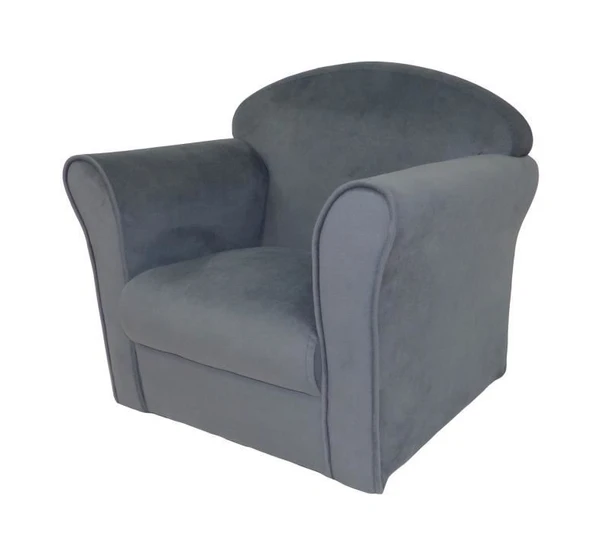 BREED Fauteuil club enfant en bois pin massif - Tissu velours gris - Scandinave - L 50 x P 39 cm