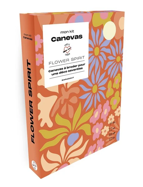 Mon kit canevas : flower spirit - canevas à broder pour une déco seventies