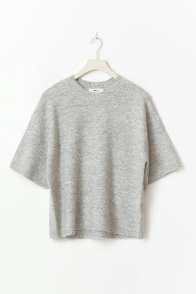 Knitted short sleeve top - Gris - Femme - Gina Tricot