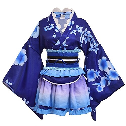 GRACEART Japonais Yukata Kimono Costume Ensemble de Cosplay, Blue, Taille unique