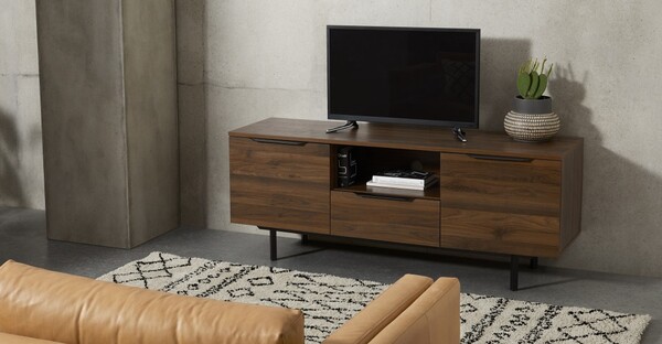 Damien, grand meuble TV, noyer et noir | MADE.com