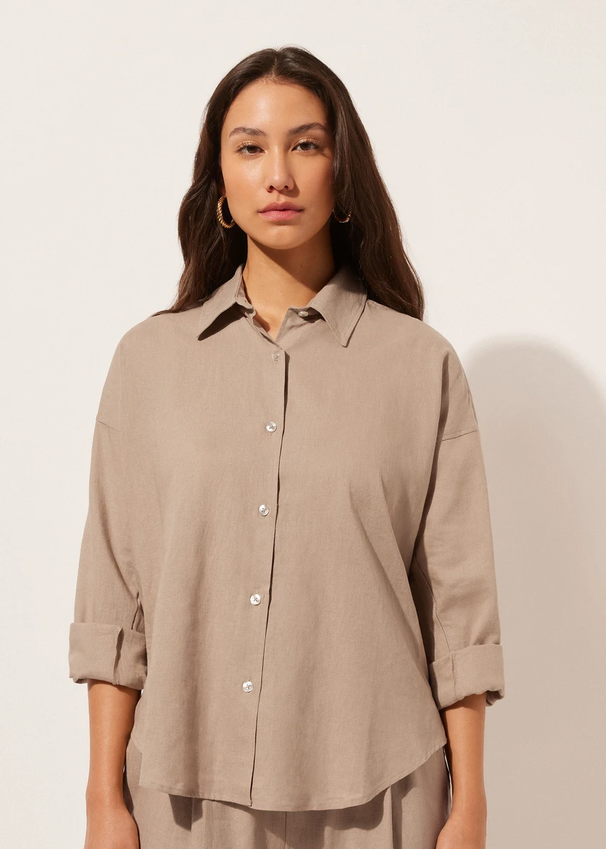 Chemisier court en lin et viscose