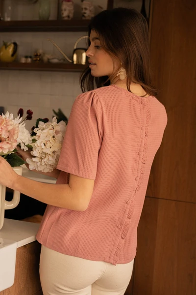 Top Avec Un Imprimé Gaufré - Rose - Boutique Libertie