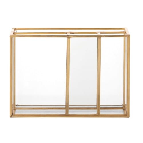 Organiseur de bureau en verre et métal doré | Maisons du Monde