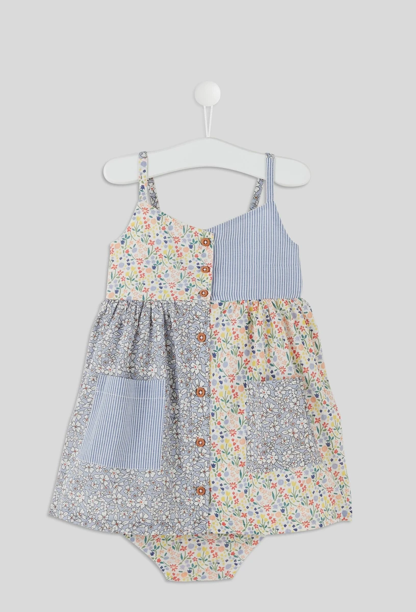 Ensemble robe et bloomer court en coton à motifs