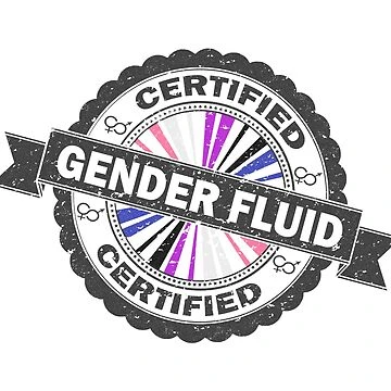 Sceau d'approbation certifié Gender Fluid Pride avec fond de drapeau de fierté | Sticker