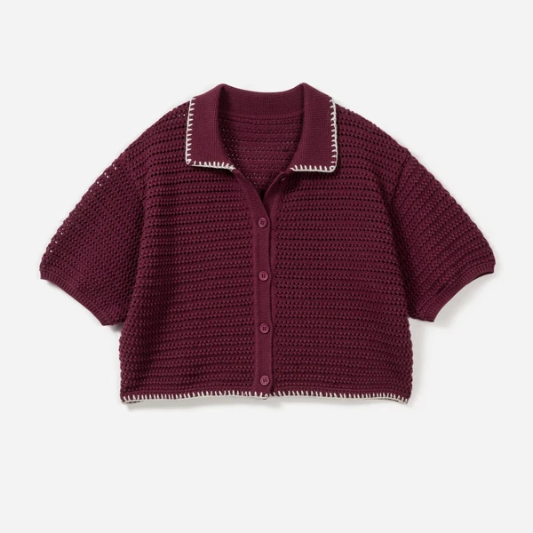 Cardigan TEXTO bordeaux tricot fantaisie