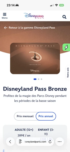 Disneyland Pass annuel Bronze 