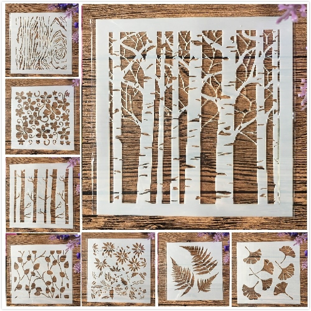 Ensemble 8 pièces 13cm arbre ginko stratifié avec feuilles, idéal pour peinture, bricolage, coloriage, scrapbooking, gaufrage, décoration d'albums,