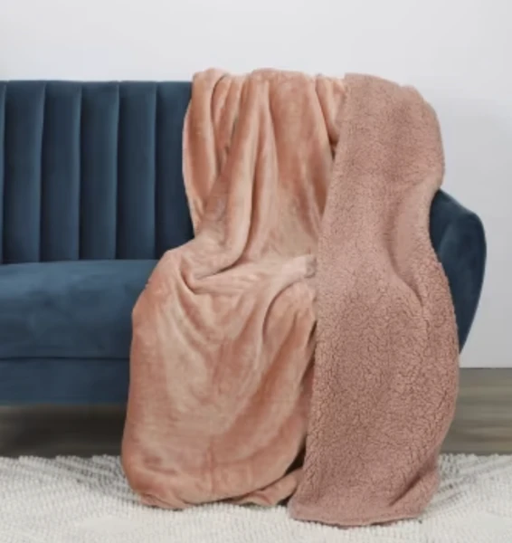 Plaid flanelle 140x220 cm pêche | Maisons du Monde