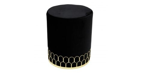 Pouf Design Velours "Avec Liseré" 42cm Noir