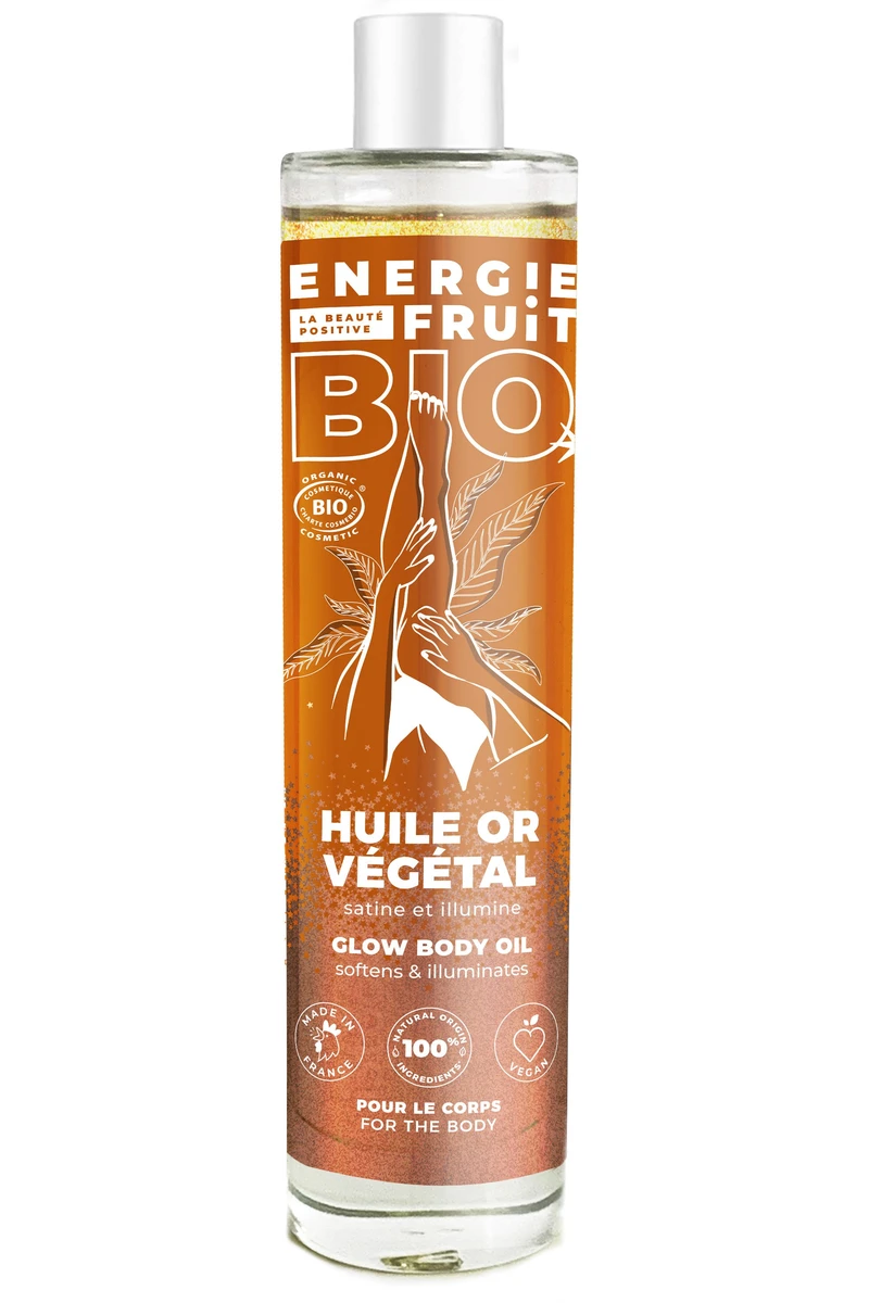 Huile paillettée corps bio au Monoï