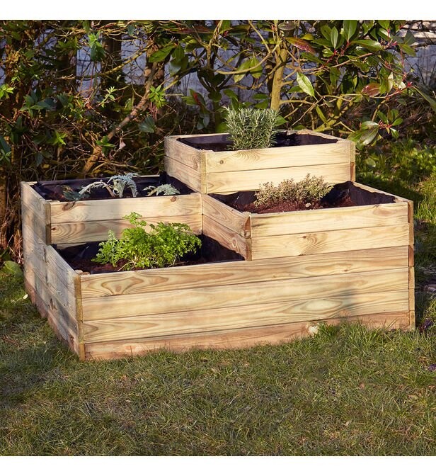 Carré potager 4 bacs en bois Cémonjardin marron | BHV Marais