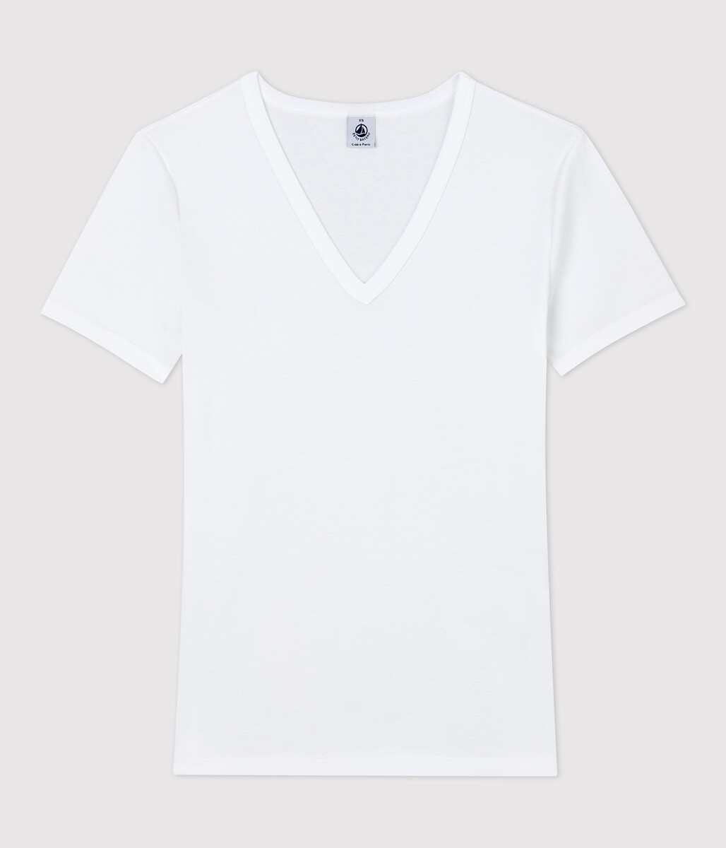 T-shirt col V iconique en coton Femme