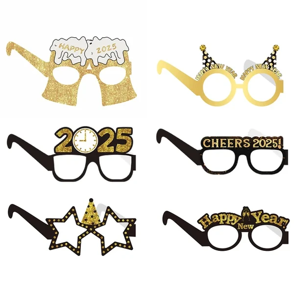 Accessoires de photographie en papier de bonne année, fournitures de fête du réveillon du Nouvel An, lunettes, chapeaux, décorations, 2025 - AliExpress 15