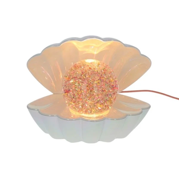 Lampe coquillage nacrée à paillettes multicolores