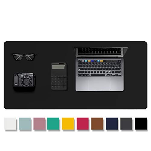 Tapis de bureau en cuir, tapis de souris, tapis de bureau,buvard de bureau en cuir PU antidérapant,tapis de bureau pour ordinateur portable pour le bureau et la maison(91x43cm,Noir)