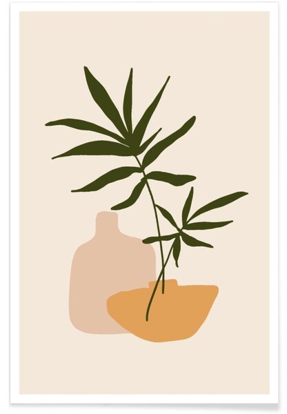 Affiche Blanc ivoire & Marron/30x45 VASES | Maisons du Monde