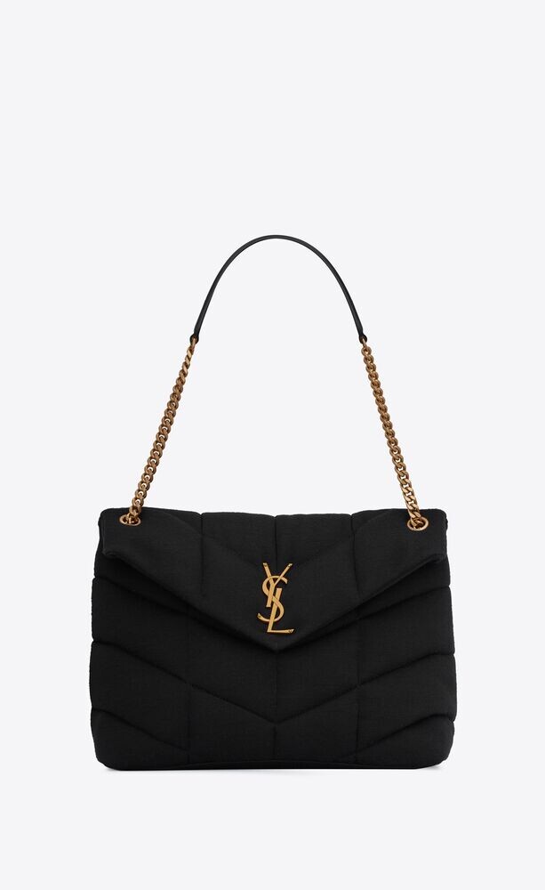 puffer medium chain bag en jersey et cuir lisse