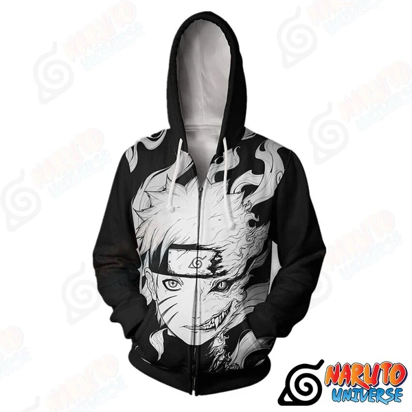 Naruto Jacket (Zipper Hoodie) Kurama 9 Tails Black Hoodie