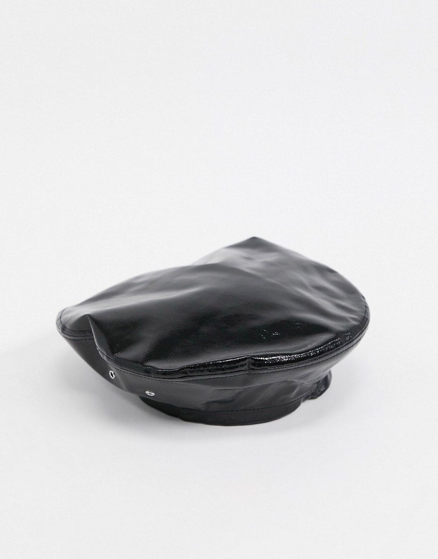 Weekday-  Woozy - Béret en similicuir - Noir